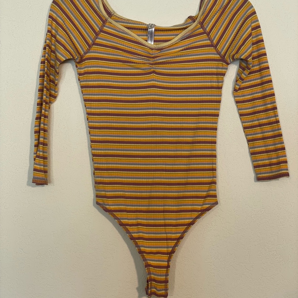 Free People Multicolor Striped Bodysuit